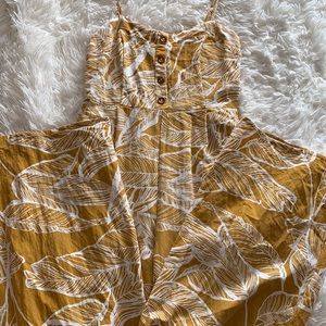 Yellow Hawaiian Print Romper - Long Pants